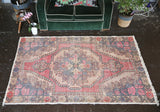 Vintage Faded Anatolian Turkish Rug 4.5ftx7.2ft