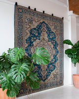 Vintage Turkish rug in a living room setting, pile rug, Turkish rug, vintage rug, portland, rug shop, bright colors, wild shaman, soft rug, bold color, Portland, Oregon, rug store, rug shop, local shop, antique rug