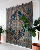 Vintage Turkish rug in a living room setting, pile rug, Turkish rug, vintage rug, portland, rug shop, bright colors, wild shaman, soft rug, bold color, Portland, Oregon, rug store, rug shop, local shop, antique rug