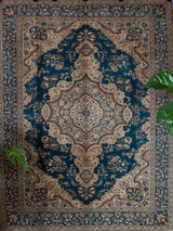 Vintage Turkish rug in a living room setting, pile rug, Turkish rug, vintage rug, portland, rug shop, bright colors, wild shaman, soft rug, bold color, Portland, Oregon, rug store, rug shop, local shop, antique rug