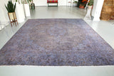 Vintage Overdyed Rug in Navy/Gray 10ftx10.6ft