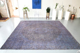 Vintage Overdyed Rug in Navy/Gray 10ftx10.6ft