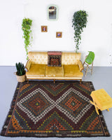 old rug, antique rug, earthy colors, faded colors, Turkish rug, vintage rug, flat weave, kilim rug, large area rug, square rug, Wild Shaman, Portland, Oregon, rug store, rug shop, local shop