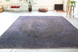 Vintage Overdyed Rug in Navy/Gray 10ftx10.6ft