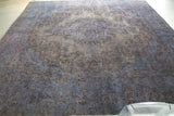 Vintage Overdyed Rug in Navy/Gray 10ftx10.6ft
