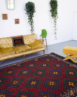 black, red, old rug, vintage kilim, flat weave, antique, oushak, portland rug shop, rug store, wild shaman