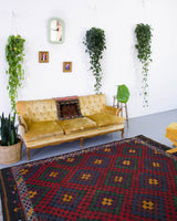 black, red, old rug, vintage kilim, flat weave, antique, oushak, portland rug shop, rug store, wild shaman