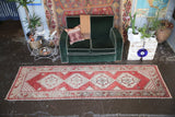 Old Turkish Faded Anatolian Runner Rug 2.11ftx9.9ft