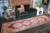 Old Turkish Faded Anatolian Runner Rug 2.11ftx9.9ft