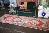 Old Turkish Faded Anatolian Runner Rug 2.11ftx9.9ft