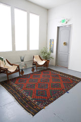 black, red, old rug, vintage kilim, flat weave, antique, oushak, portland rug shop, rug store, wild shaman