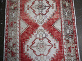 Old Turkish Faded Anatolian Runner Rug 2.11ftx9.9ft