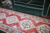 Old Turkish Faded Anatolian Runner Rug 2.11ftx9.9ft