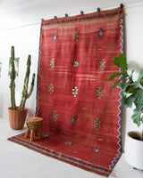 Vintage kilim rug in room decor setting, old rug, antique rug, pastel colors, faded colors, Turkish rug, vintage rug, soft rug, Portland, Oregon, rug store, rug shop, local shop, bold colors, bright colors, faded colors