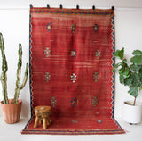 Vintage kilim rug in room decor setting, old rug, antique rug, pastel colors, faded colors, Turkish rug, vintage rug, soft rug, Portland, Oregon, rug store, rug shop, local shop, bold colors, bright colors, faded colors