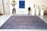 Vintage Overdyed Rug in Navy/Gray 10ftx10.6ft
