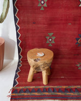 Vintage kilim rug in room decor setting, old rug, antique rug, pastel colors, faded colors, Turkish rug, vintage rug, soft rug, Portland, Oregon, rug store, rug shop, local shop, bold colors, bright colors, faded colors