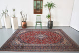 Old Persian Kashan Rug 5.6ftx7.6ft