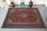 Old Persian Kashan Rug 5.6ftx7.6ft