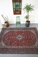 Old Persian Kashan Rug 5.6ftx7.6ft