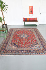 Old Persian Kashan Rug 5.6ftx7.6ft