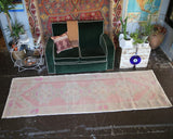 Vintage Turkish Faded Anatolian Runner Rug 3.3ftx9.5ft