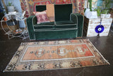 Old Faded Anatolian Turkish Rug 2.9ftx5.6ft