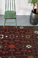 Vintage Turkish Balikesir Yuncu Kilim Rug 5'5"x8'4"