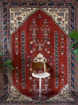 Vintage Turkish rug in a living room setting, pile rug, Turkish rug, vintage rug, portland, rug shop, bright colors, wild shaman, soft rug, bold color, Portland, Oregon, rug store, rug shop, local shop, antique rug