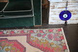 Vintage Faded Turkish Anatolian Rug 4.5ftx6.10ft