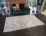 Vintage Faded Anatolian Turkish Rug 4.4ftx7ft