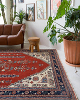 Vintage Turkish rug in a living room setting, pile rug, Turkish rug, vintage rug, portland, rug shop, bright colors, wild shaman, soft rug, bold color, Portland, Oregon, rug store, rug shop, local shop, antique rug