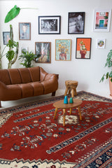 Vintage Turkish rug in a living room setting, pile rug, Turkish rug, vintage rug, portland, rug shop, bright colors, wild shaman, soft rug, bold color, Portland, Oregon, rug store, rug shop, local shop, antique rug