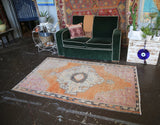 Vintage Faded Anatolian Rug 3.8ftx6.5ft