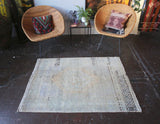 Old Faded Anatolian Rug 3.6ftx4.8ft