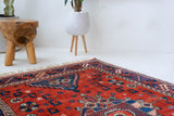 Vintage Turkish rug in a living room setting, pile rug, Turkish rug, vintage rug, portland, rug shop, bright colors, wild shaman, soft rug, bold color, Portland, Oregon, rug store, rug shop, local shop, antique rug