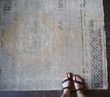 Old Faded Anatolian Rug 3.6ftx4.8ft