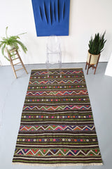 Vintage Anatolian Cicim Kilim Rug 4'8"x7'7"