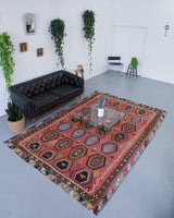 old rug, antique rug, earthy colors, faded colors, turkish rug, vintage rug, flat weave, kilim rug, large area rug, square rug, Wild Shaman, Portland, Oregon, rug store, rug shop, local shop