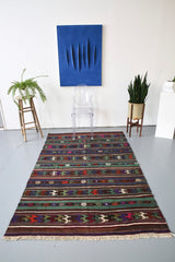 Vintage Anatolian Kilim 4.8ftx7.4ft
