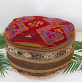 Foor pouf in a living room setting, pillow, turkish pillow, kilim pillow, home decor, decorative pillow, sham, rug pillow, decor, home decor, pouf, floor cushion, cushion, Portland, rugshop, Oregon, Wild Shaman, ottoman