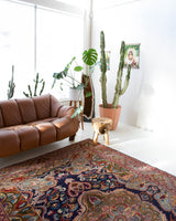 Vintage Turkish rug in a living room setting, pile rug, Turkish rug, vintage rug, portland, rug shop, bright colors, wild shaman, soft rug, bold color, Portland, Oregon, rug store, rug shop, local shop, antique rug,