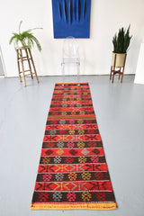 Vintage Anatolian Kilim Runner 2.5ftx8.8ft