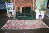 Old Turkish Faded Anatolian Runner Rug 3.1ftx8ft