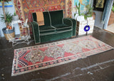 Old Turkish Faded Anatolian Runner Rug 3.1ftx8ft