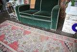 Old Turkish Faded Anatolian Runner Rug 3.1ftx8ft
