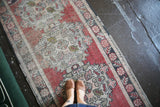 Old Turkish Faded Anatolian Runner Rug 3.1ftx8ft