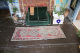 Old Turkish Faded Anatolian Runner Rug 3.1ftx8ft
