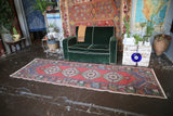 Vintage Turkish Faded Anatolian Runner Rug 3ftx9.10ft