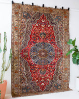 Vintage Turkish rug in a living room setting, pile rug, Turkish rug, vintage rug, portland, rug shop, bright colors, wild shaman, soft rug, bold color, Portland, Oregon, rug store, rug shop, local shop, antique rug